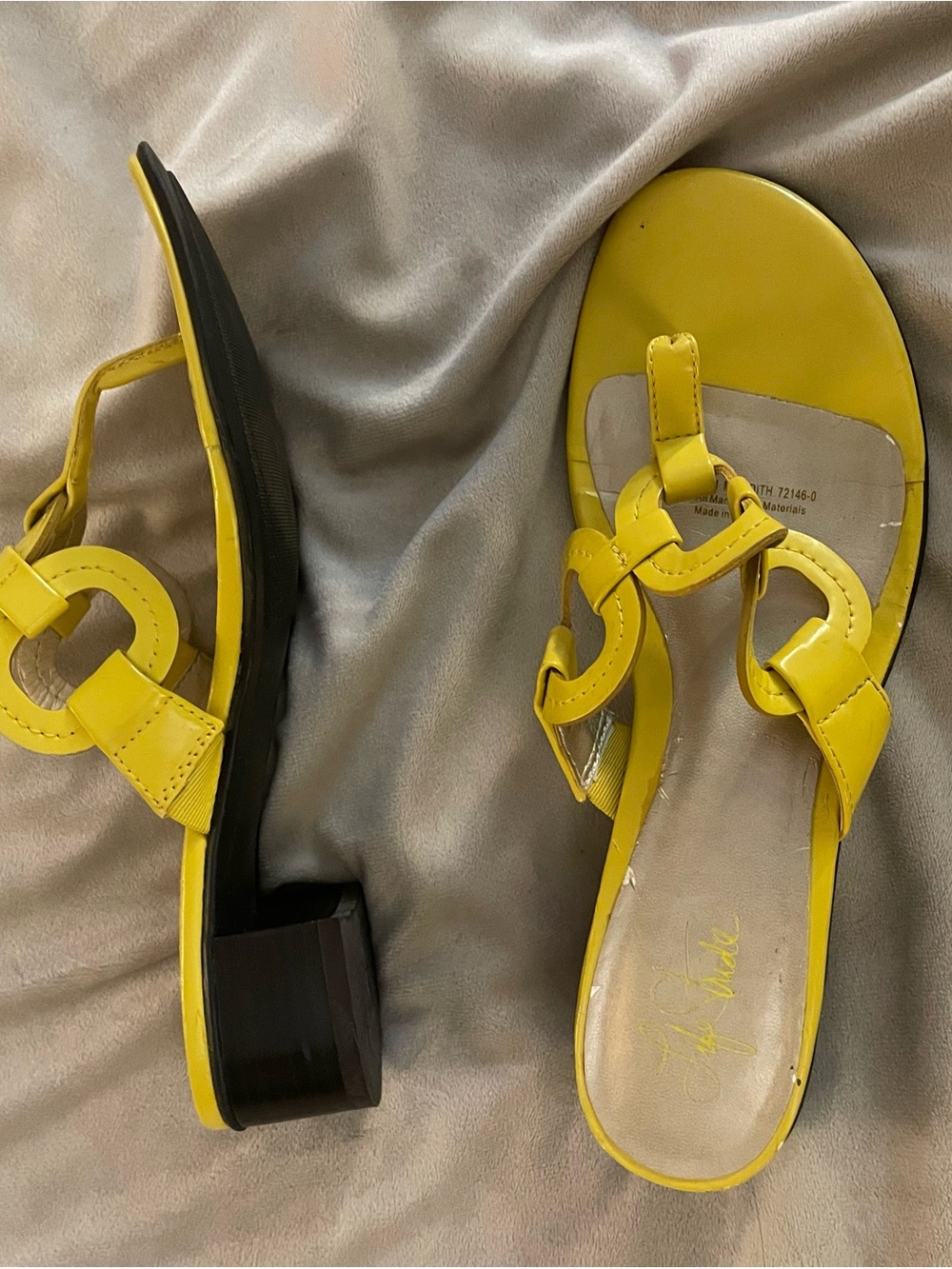 Life Stride Yellow Circle-Strap Low Block Heel Sandals